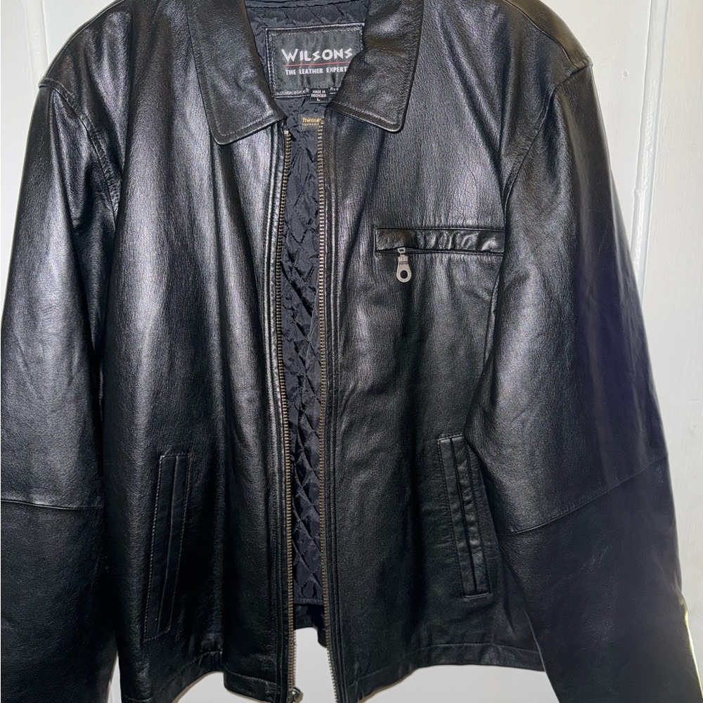 Wilson Black Leather Jacket for Men - Picture 2 of 15